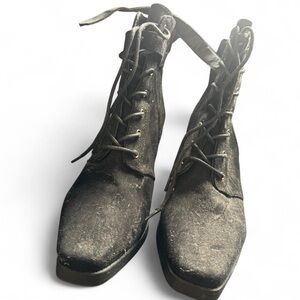 Black Lace-Up Ankle Boots